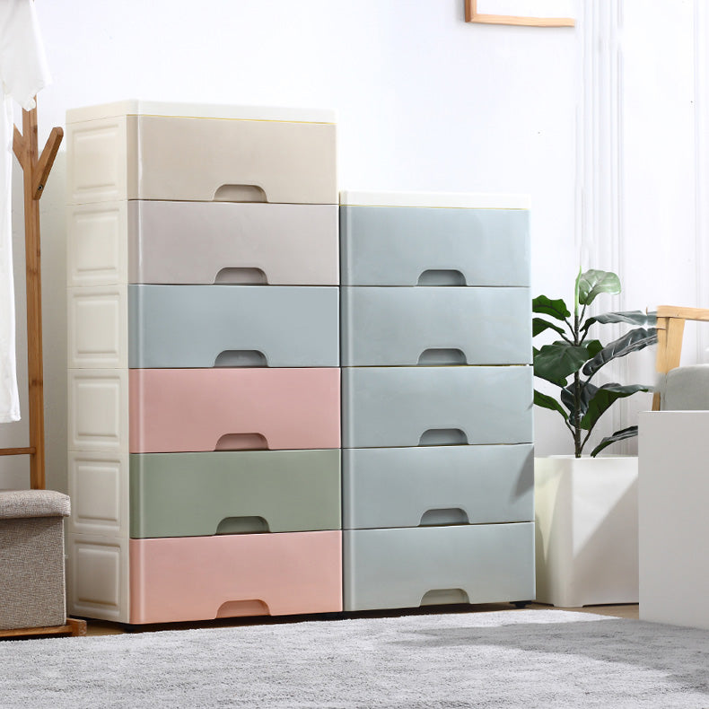 Contemporary Plastic Vertical Kids Nightstand with 5 Drawers for Home