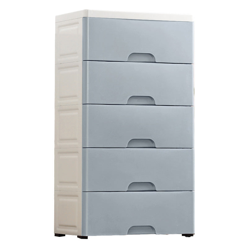 Contemporary Plastic Vertical Kids Nightstand with 5 Drawers for Home