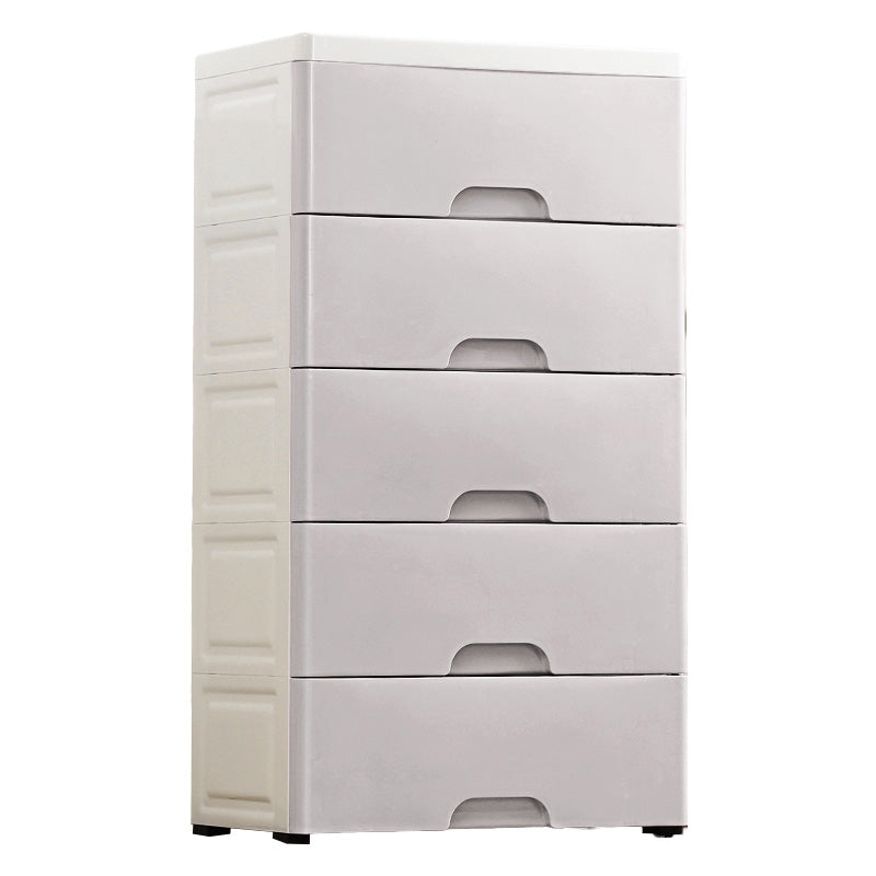 Contemporary Plastic Vertical Kids Nightstand with 5 Drawers for Home