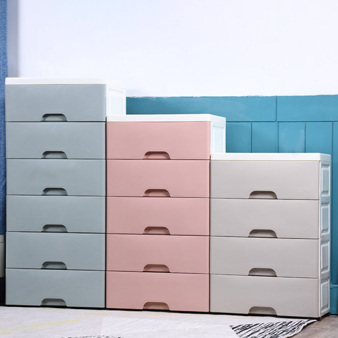 Contemporary Plastic Vertical Kids Nightstand with 5 Drawers for Home