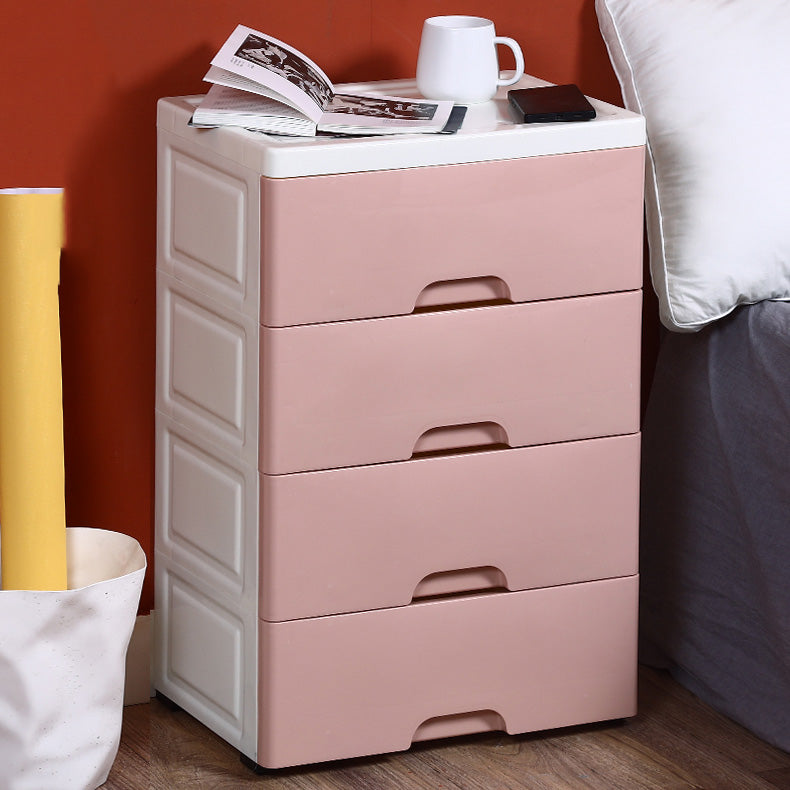 Contemporary Plastic Vertical Kids Nightstand with 5 Drawers for Home