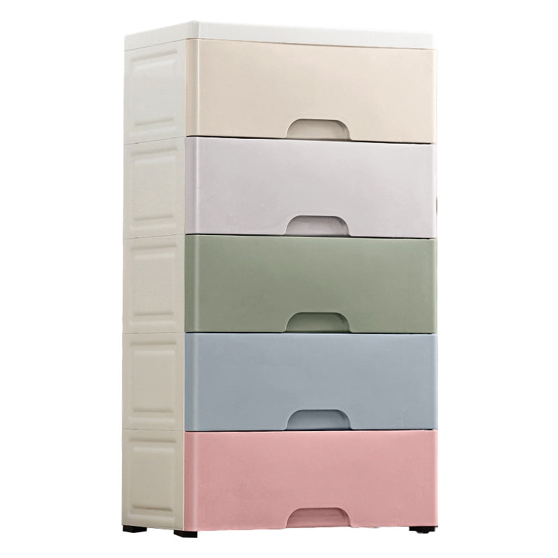 Contemporary Plastic Vertical Kids Nightstand with 5 Drawers for Home