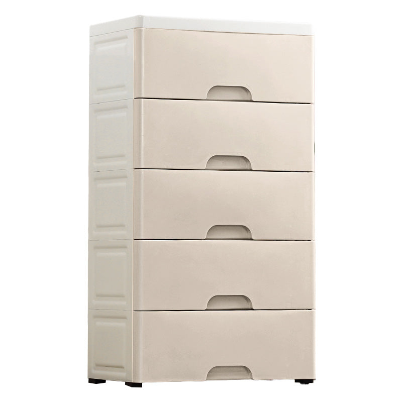 Contemporary Plastic Vertical Kids Nightstand with 5 Drawers for Home