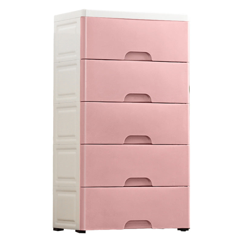 Contemporary Plastic Vertical Kids Nightstand with 5 Drawers for Home