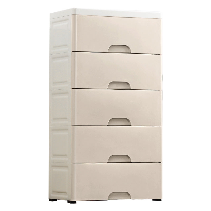 Contemporary Plastic Vertical Kids Nightstand with 5 Drawers for Home