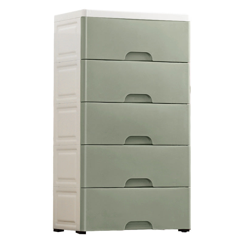 Contemporary Plastic Vertical Kids Nightstand with 5 Drawers for Home