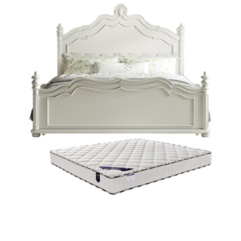 Victorian Standard Bed Solid Wood White Panel Bed with Headboard