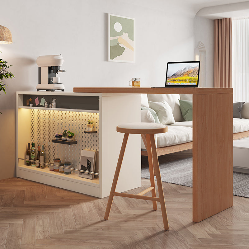 Modern Rectangle Wood Counter Table 2 Pieces Bar Table Set for Living Room