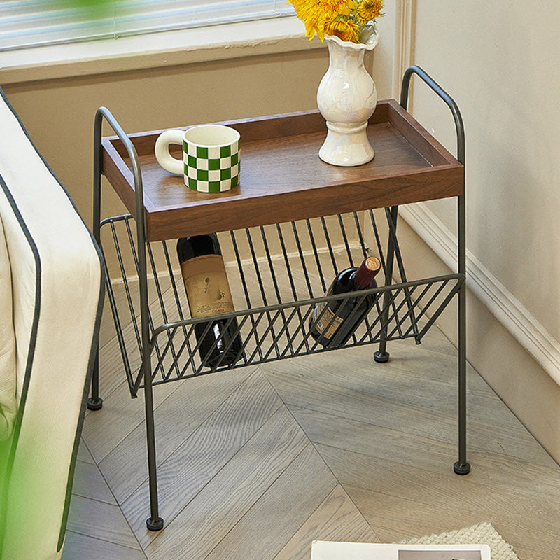 Modern Side Table Solid Wood Accent Side Table with Tray Top