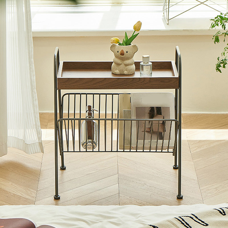 Modern Side Table Solid Wood Accent Side Table with Tray Top