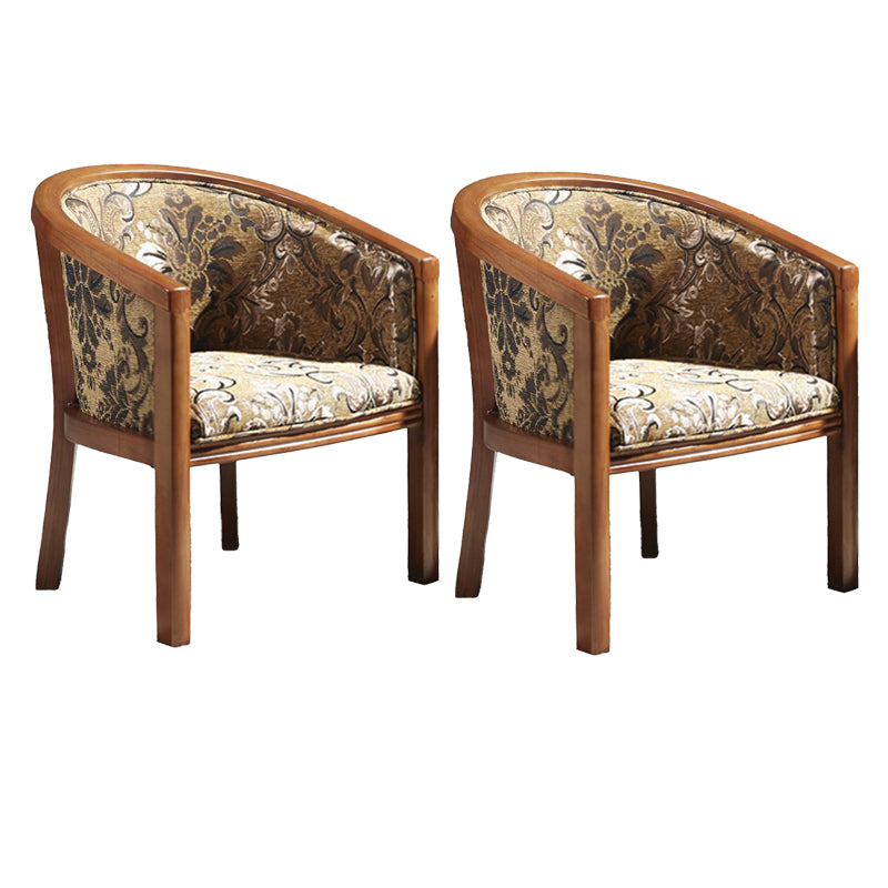 Brown Solid Wood Frame Dining Arm Chair Indoor Upholstered Arm Chair