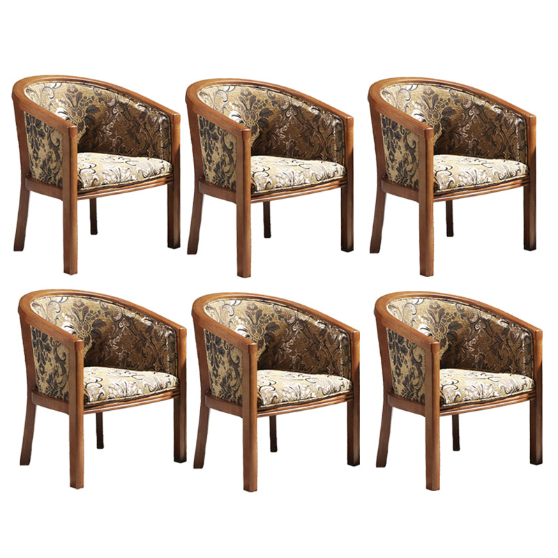 Brown Solid Wood Frame Dining Arm Chair Indoor Upholstered Arm Chair
