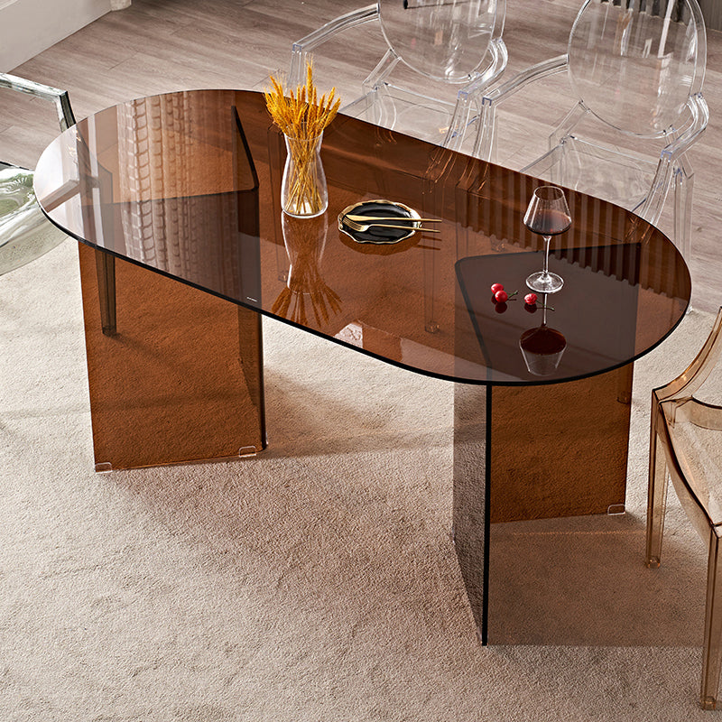 Modern Tempered Glass Dining Table Glass Base for Dining Room