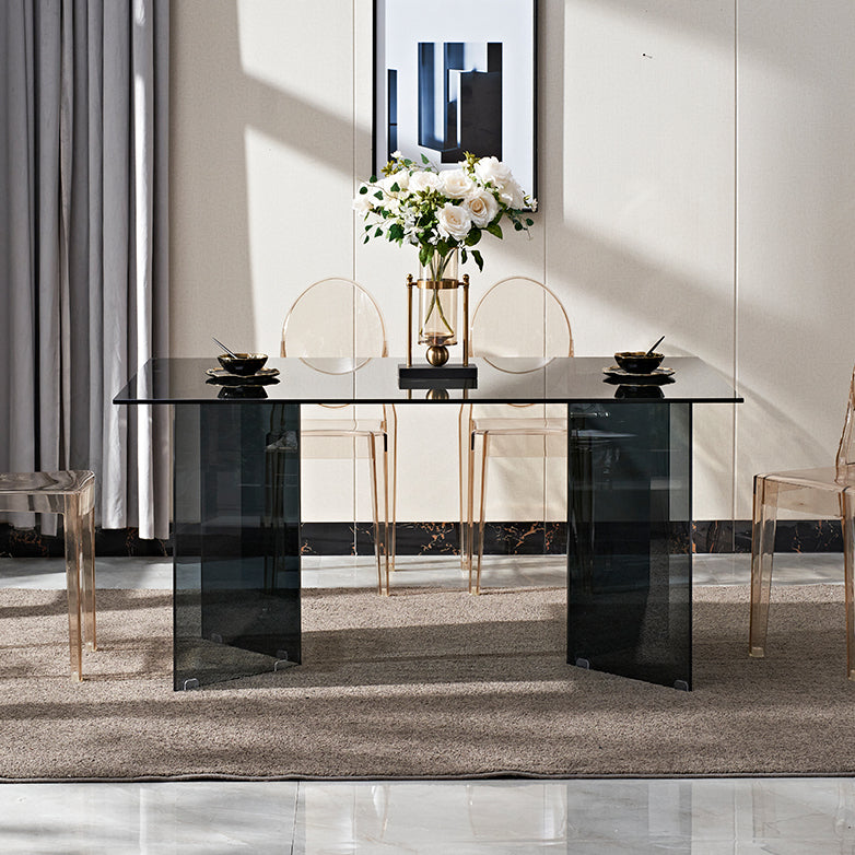 Modern Tempered Glass Dining Table Glass Base for Dining Room