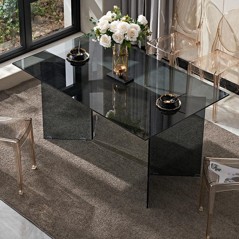 Modern Tempered Glass Dining Table Glass Base for Dining Room