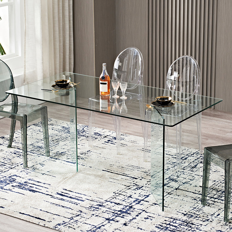 Modern Tempered Glass Dining Table Glass Base for Dining Room