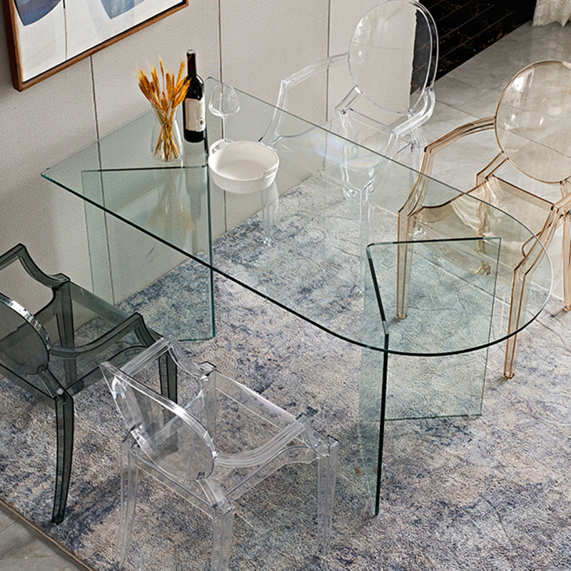 Modern Tempered Glass Dining Table Glass Base for Dining Room