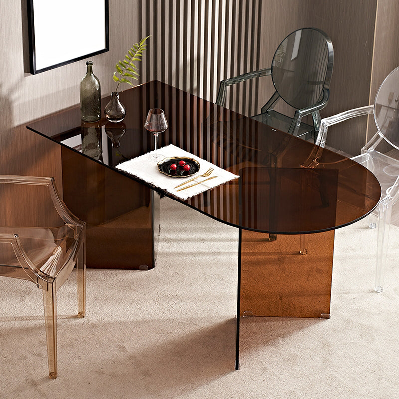 Modern Tempered Glass Dining Table Glass Base for Dining Room