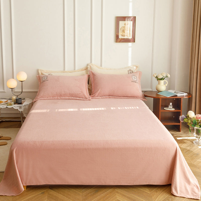 Elegant Bed Sheet Set Cotton Solid Color Fitted Sheet for Bedroom