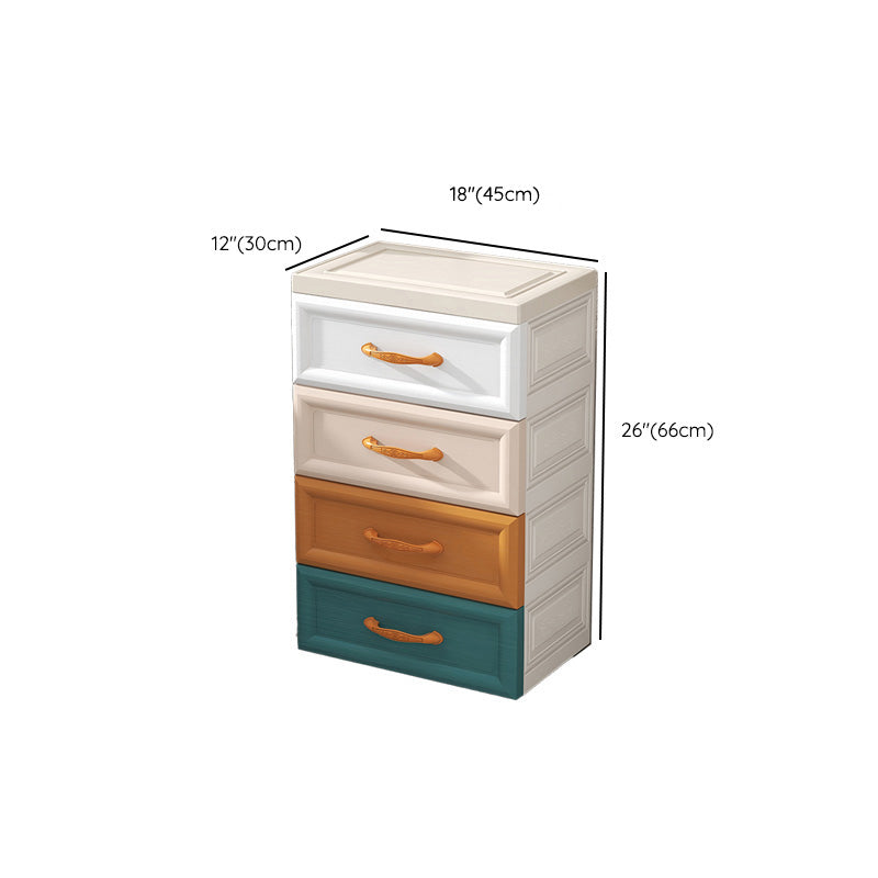Ultra Modern Plastic Kids Nightstand with Drawers and Legs for Bedroom