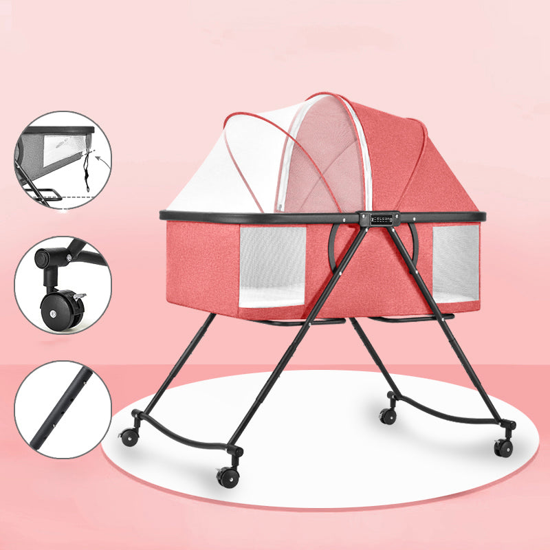 Modern Rocking Metal Gliding Crib Cradle Height Adjustable with Bedding