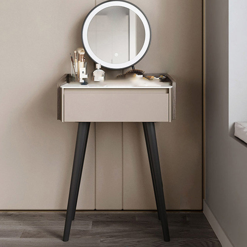 Contemporary Gray Lighted Mirror Bedroom Wood With Drawer Dressing Table