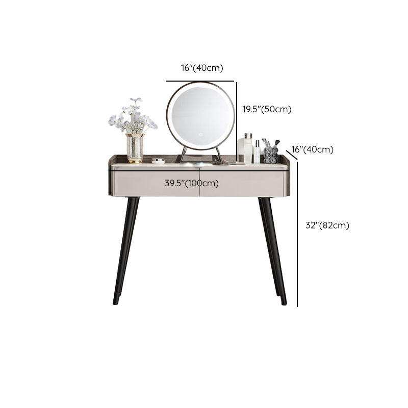 Contemporary Gray Lighted Mirror Bedroom Wood With Drawer Dressing Table