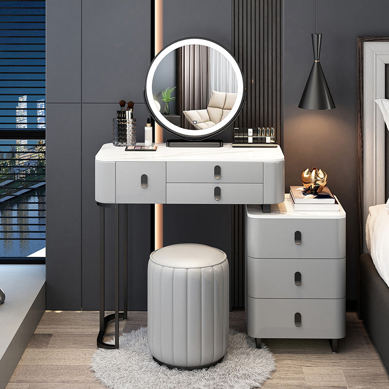 Contemporary Make-up Vanity with 6 Drawers and Stone Top for Bedroom
