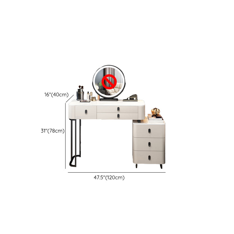 Contemporary Make-up Vanity with 6 Drawers and Stone Top for Bedroom