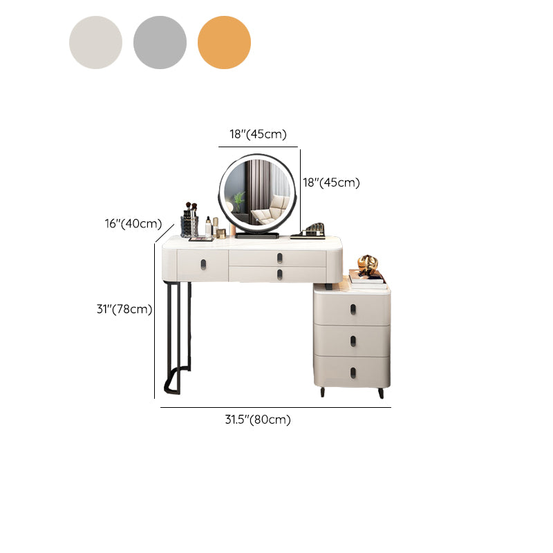 Contemporary Make-up Vanity with 6 Drawers and Stone Top for Bedroom