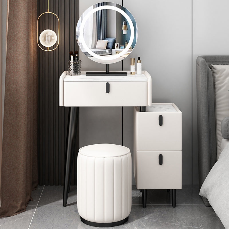 Contemporary Vanity Dressing Table Set with Mirror and Stool