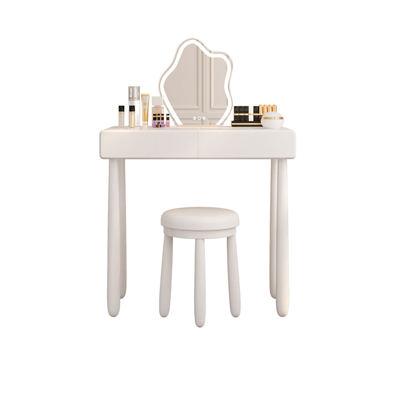 Contemporary White Wooden Vanity Dressing Table with 2 Drawers