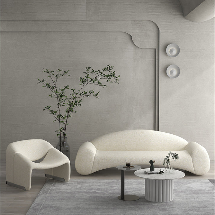 Scandinavian Seating White Cushions Standard Recessed Arm Living Room Sofa
