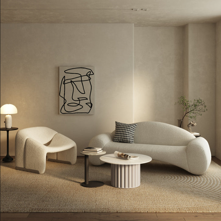 Scandinavian Seating White Cushions Standard Recessed Arm Living Room Sofa