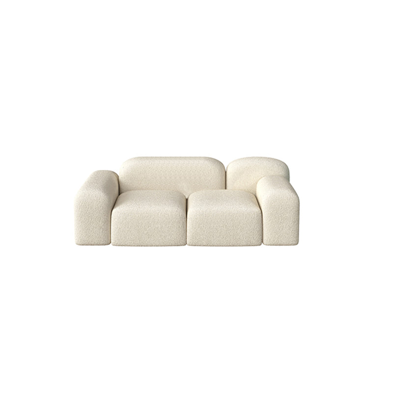 Scandinavian Sofa Fabric White Cushions Standard Square Arm Living Room Seating