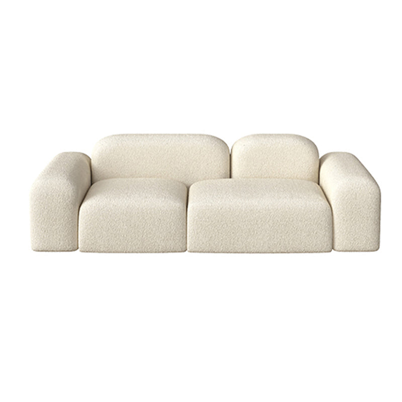 Scandinavian Sofa Fabric White Cushions Standard Square Arm Living Room Seating