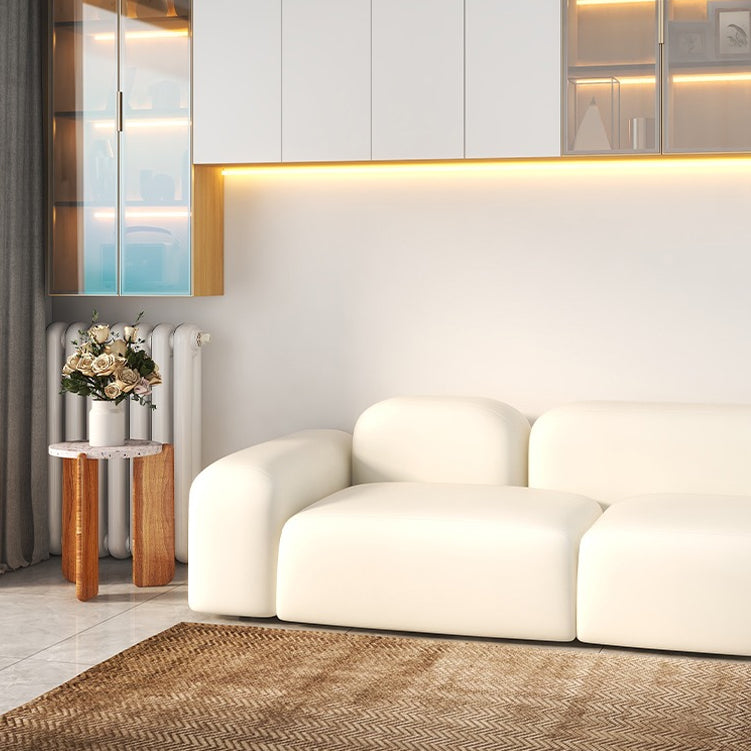 Scandinavian Sofa Fabric White Cushions Standard Square Arm Living Room Seating