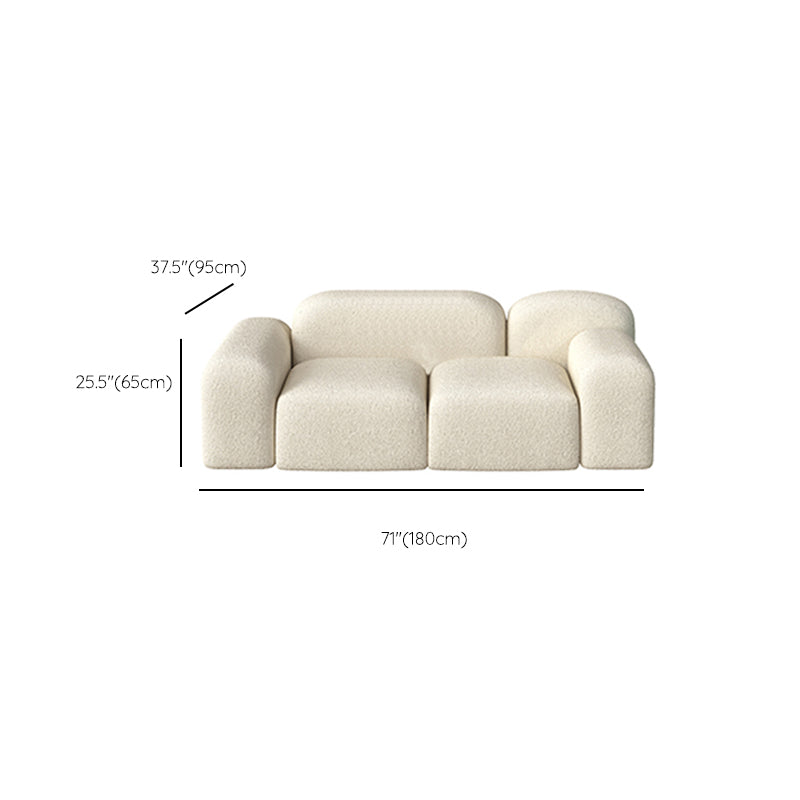 Scandinavian Sofa Fabric White Cushions Standard Square Arm Living Room Seating