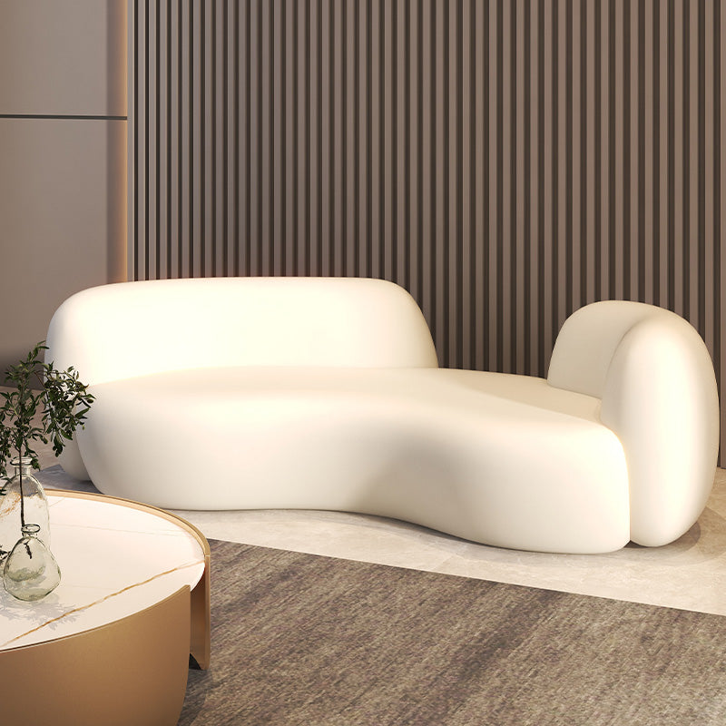Scandinavian Seating Fabric Living Room White Tuxedo Arm Cushions Curved Sofa