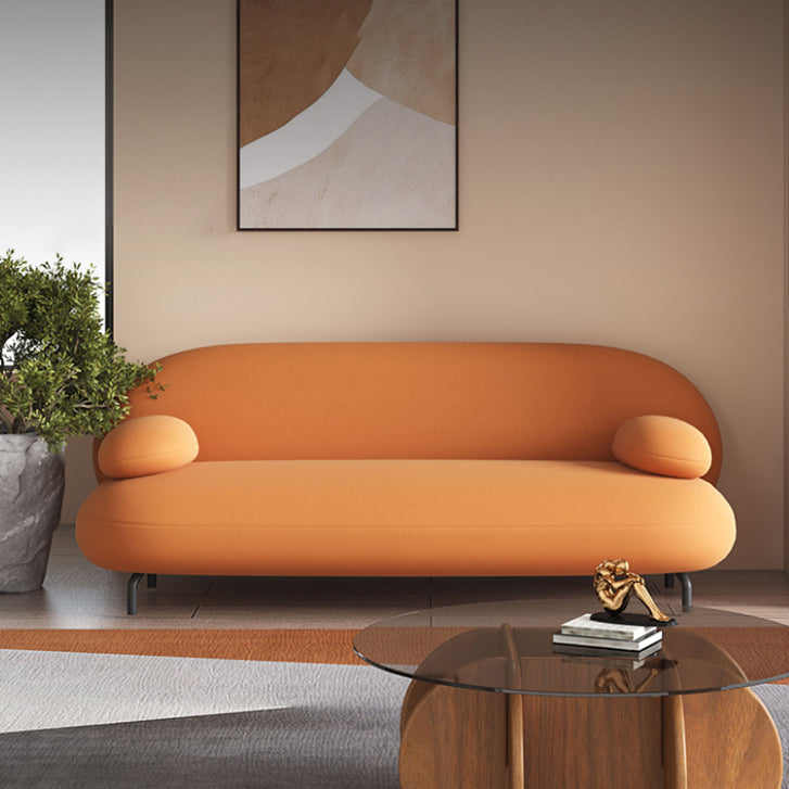 Scandinavian Settee Leather Living Room Pillow Top Arm Cushions Seating