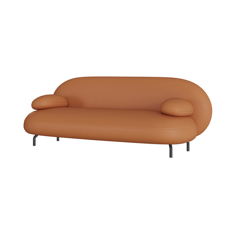 Scandinavian Settee Leather Living Room Pillow Top Arm Cushions Seating