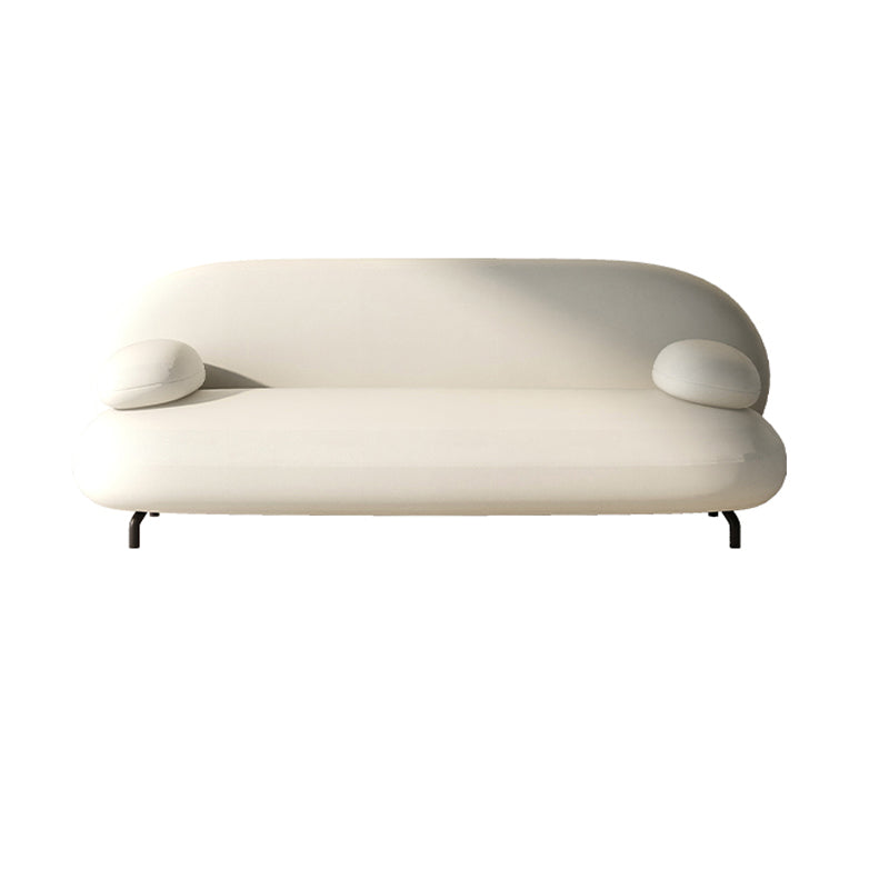 Scandinavian Settee Leather Living Room Pillow Top Arm Cushions Seating