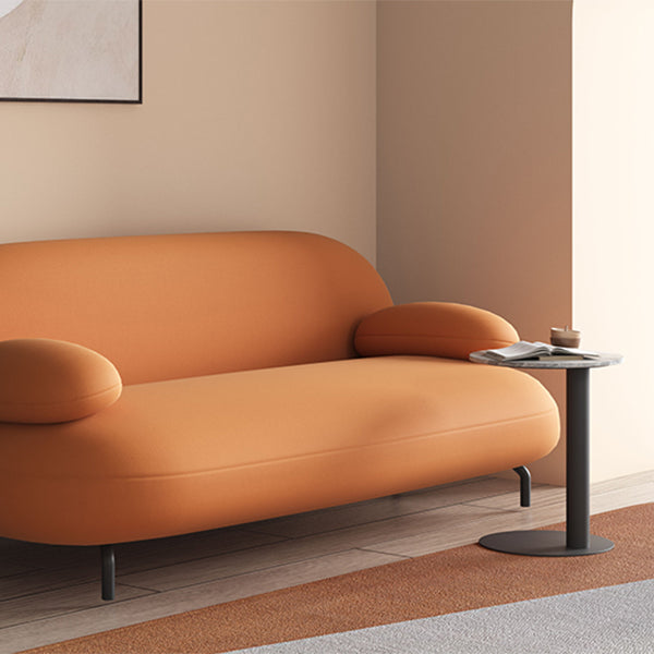 Scandinavian Settee Leather Living Room Pillow Top Arm Cushions Seating