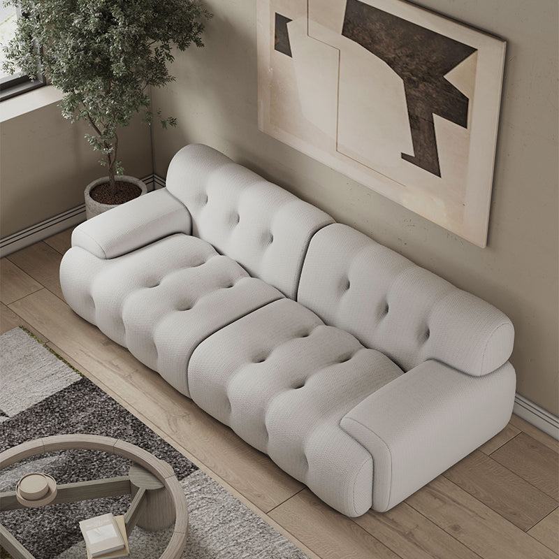 Scandinavian Seating Fabric Living Room Recessed Arm Tufted Standard Sofa