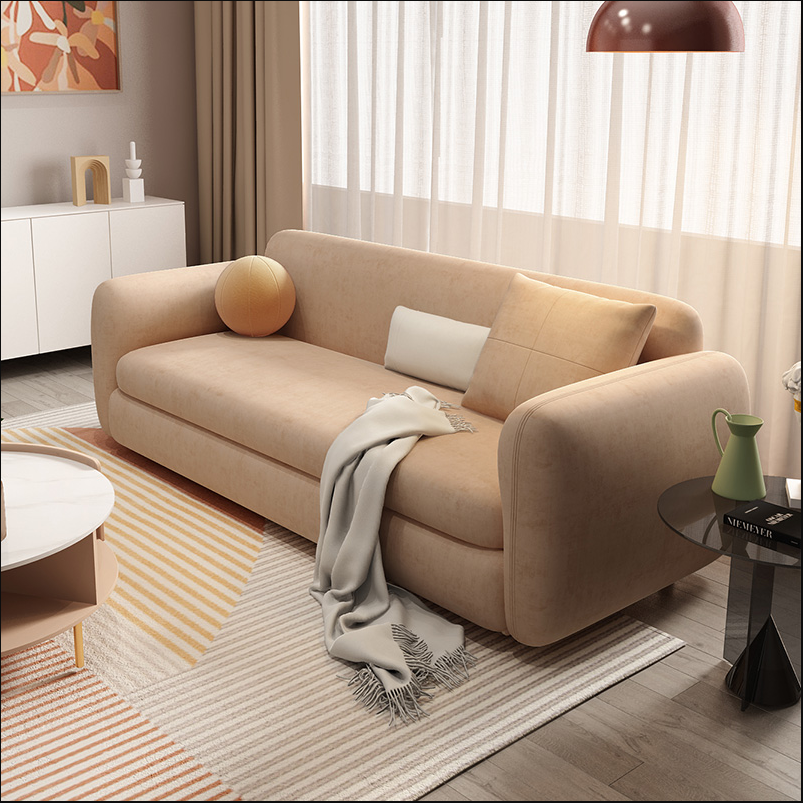 Scandinavian Settee Leather Living Room Cushions Square Arm Slipcovered Sofa Bed