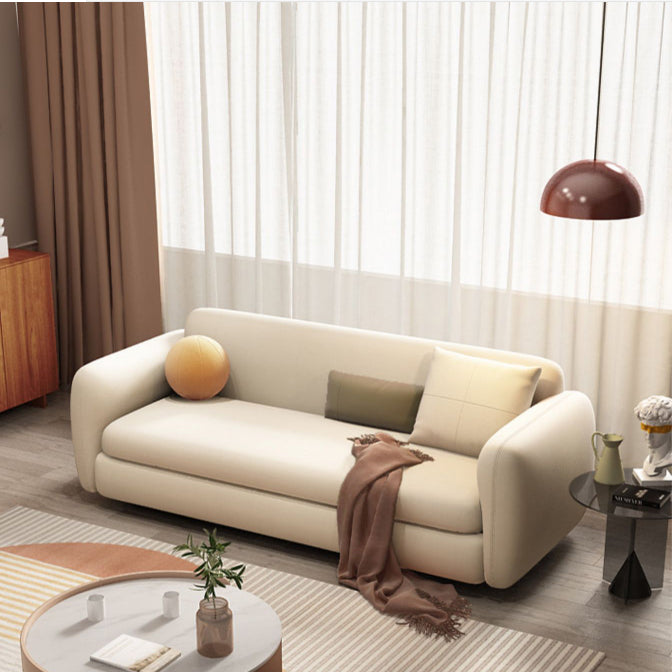 Scandinavian Settee Leather Living Room Cushions Square Arm Slipcovered Sofa Bed