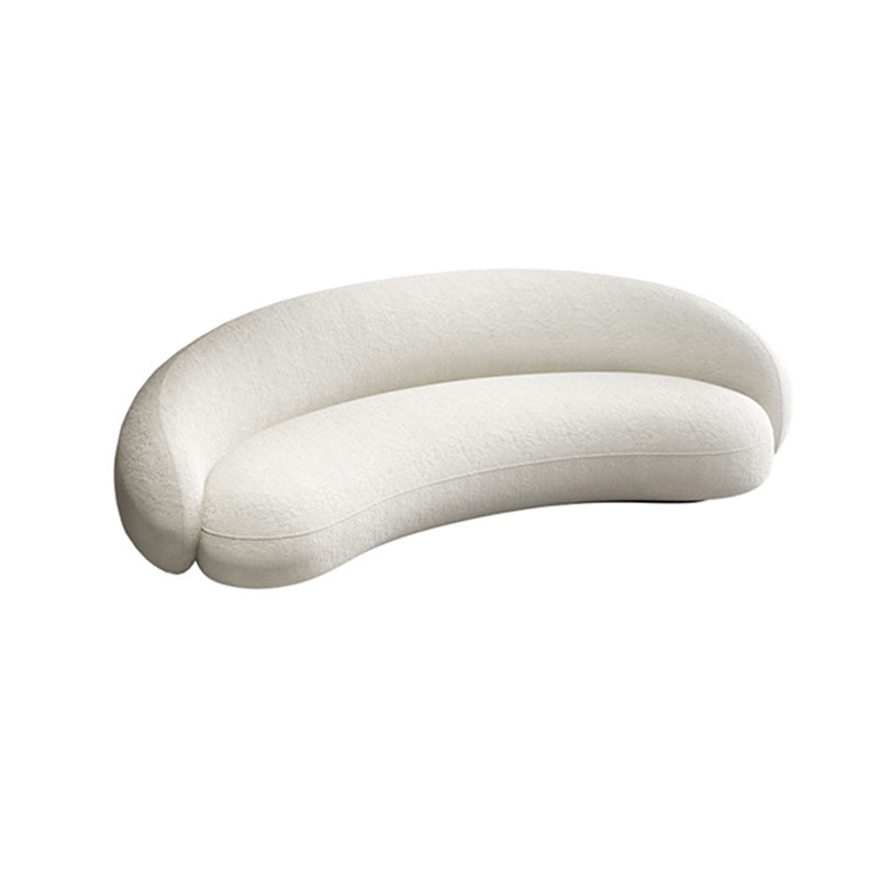 Scandinavian Sofa Fabric White Living Room Tuxedo Arm Cushions Curved Settee