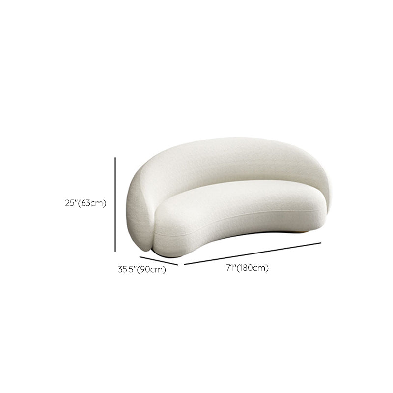 Scandinavian Sofa Fabric White Living Room Tuxedo Arm Cushions Curved Settee