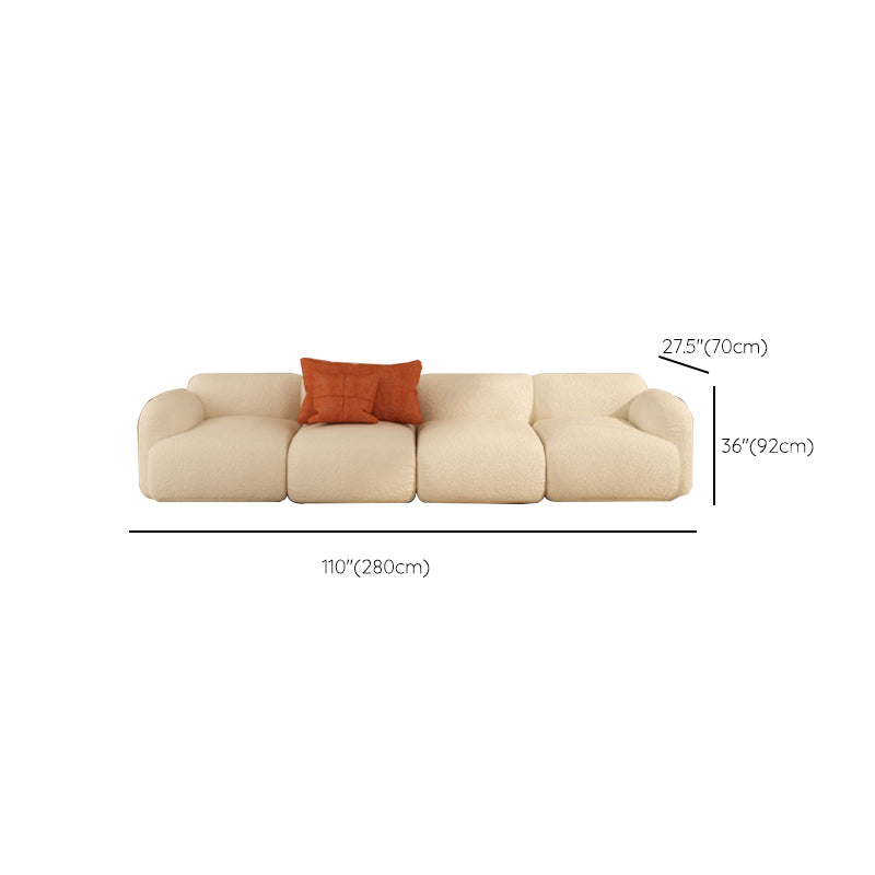 Scandinavian Seating White Fabric Living Room Recessed Arm Cushions Standard Sofa
