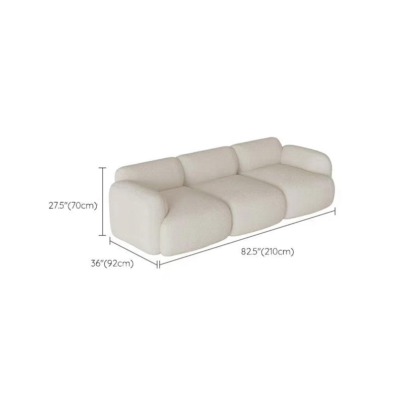 Scandinavian Seating White Fabric Living Room Recessed Arm Cushions Standard Sofa